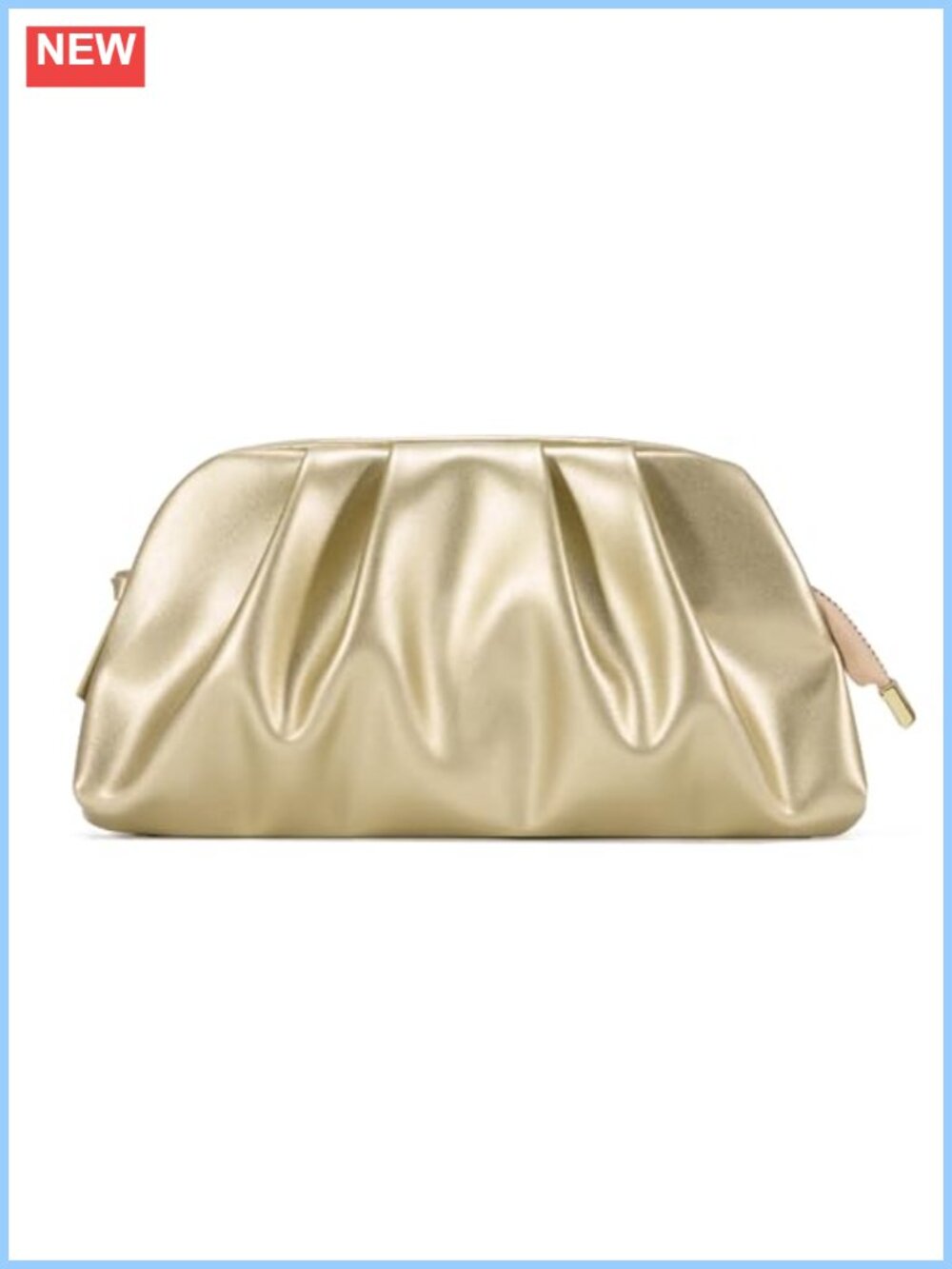 Vegan Leather Pleated Clutch Crossbody Evening Bag Detachable Chain Strap